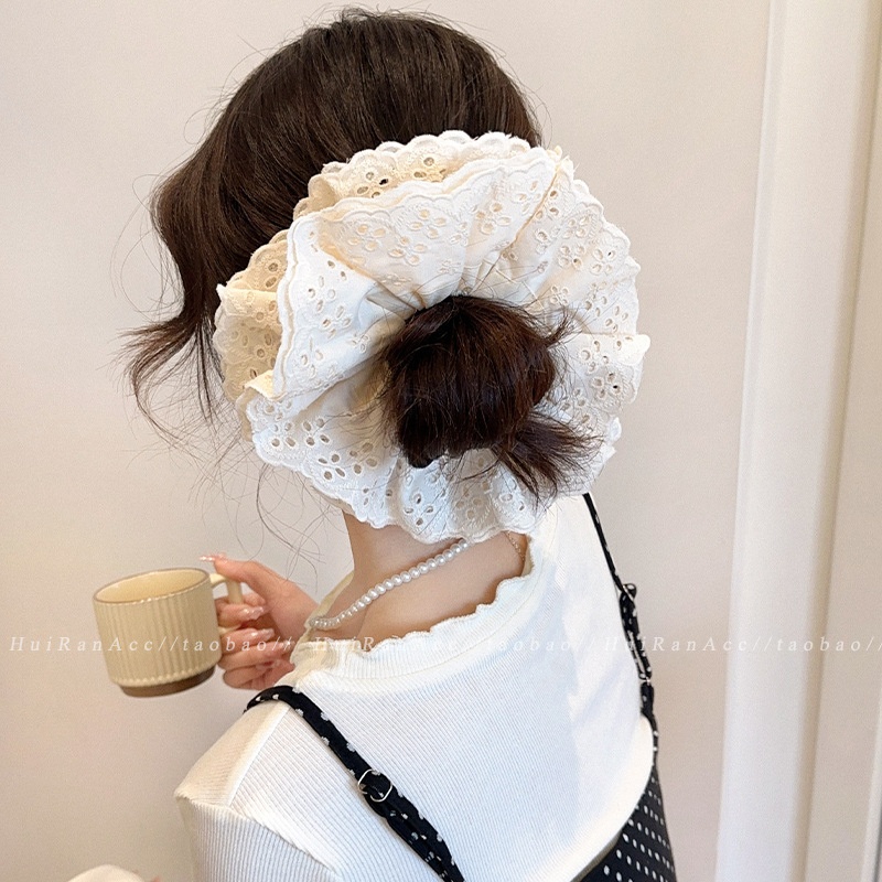 Women's Elegant French Satin Scrunchie High-End Bun Ponytail Hair Tie