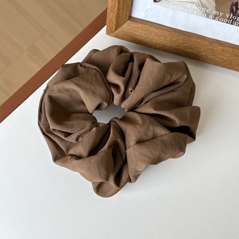 Women Creamy Glossy Cloth Scrunchies Low Ponytail Hair Ties Solid Color