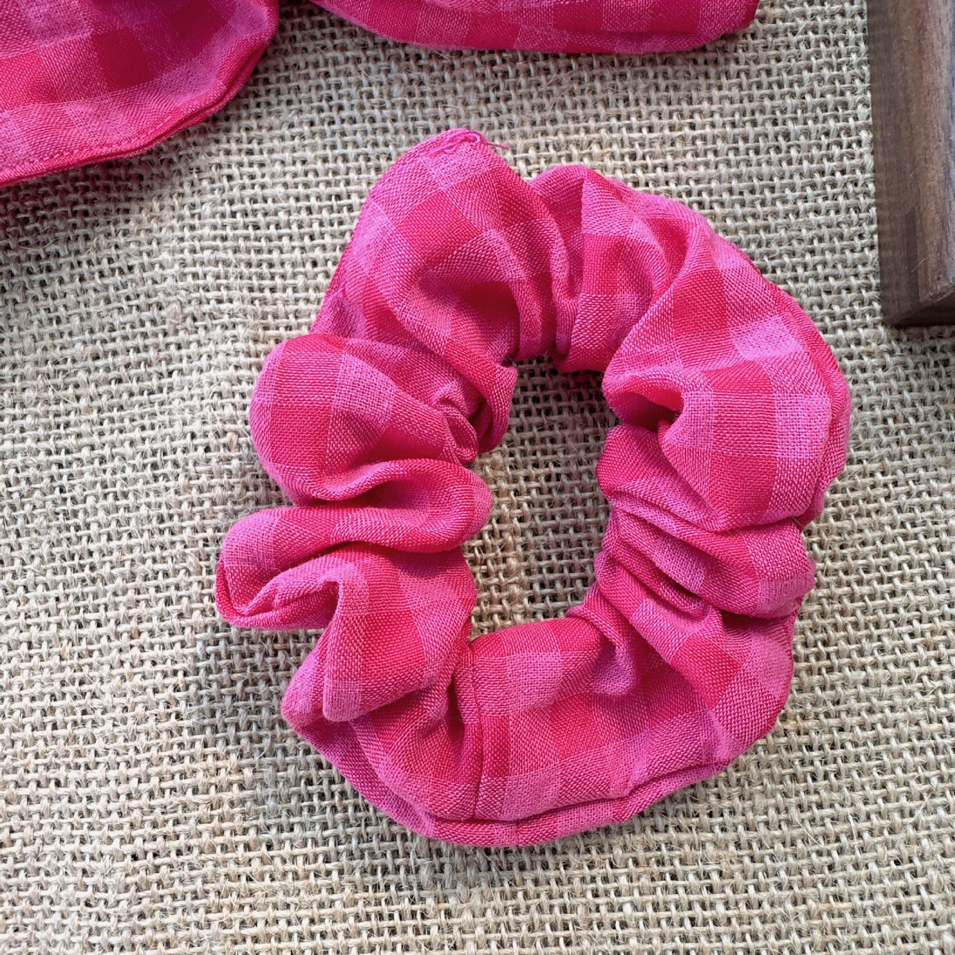 Women's Sweet Cloth Hair Tie Spring Accessories Rose Red Lattice
