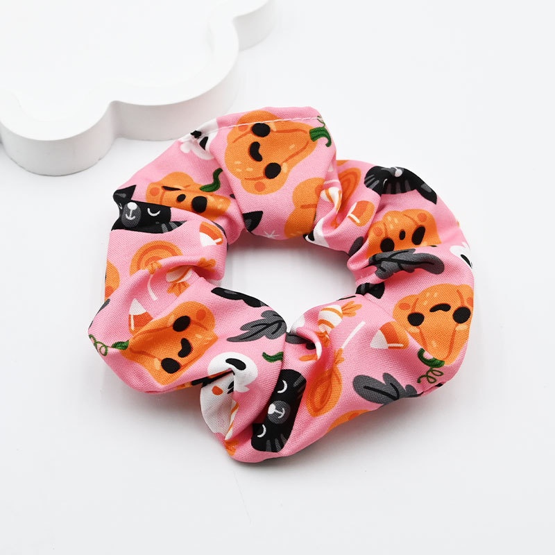 Women's Elastic Cloth Hair Scrunchie Cartoon Halloween Pumpkin Print