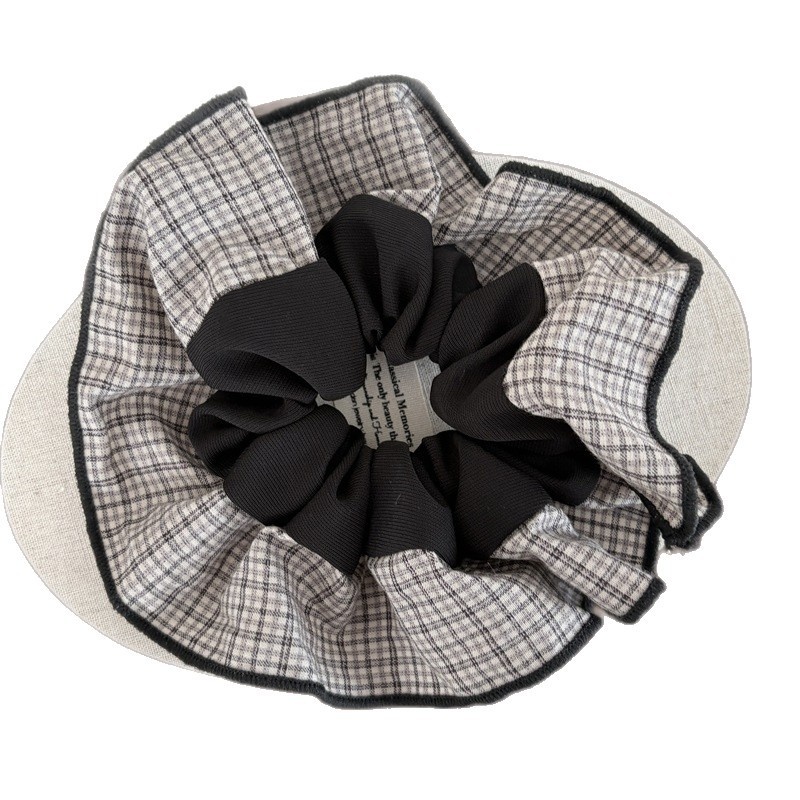 Women's Everyday Cloth Scrunchies Checkered Plaid Hair Ties In Black