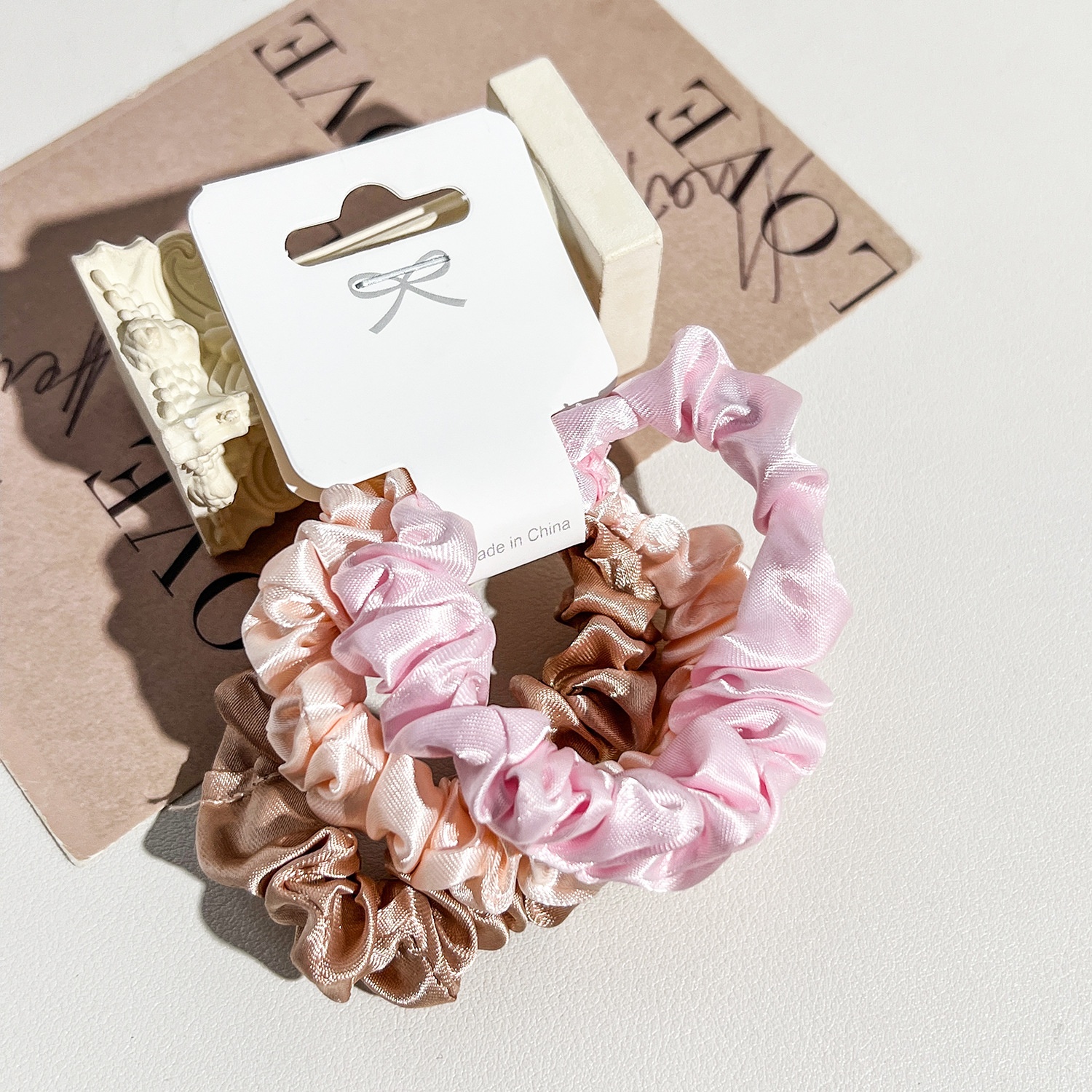 Women's Elegant Satin Scrunchies Damage-Free Ponytail Hair Ties Solid Color