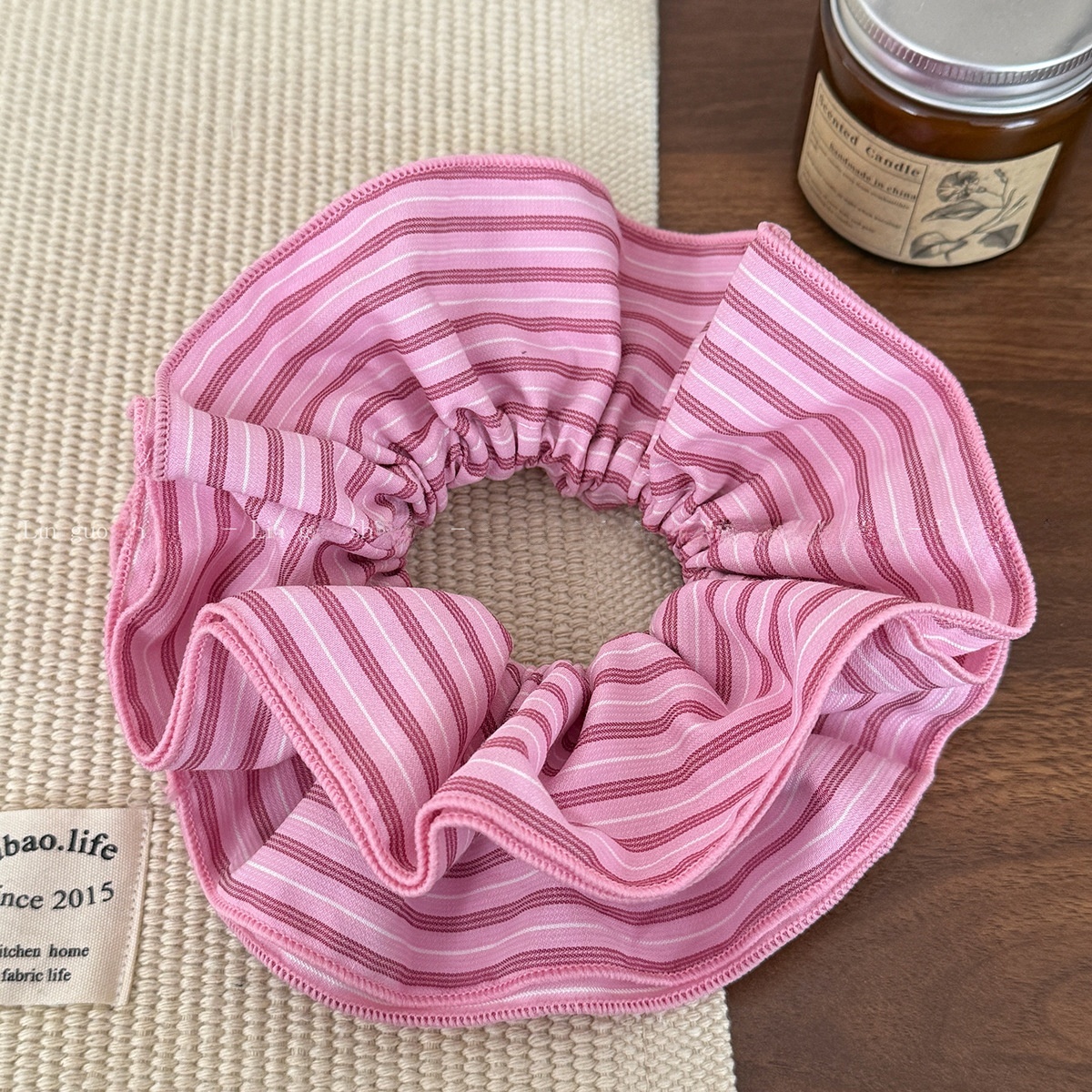 Girls Four-Layer Cloth Hair Tie Multi-Functional Hairband Pink Polka Dot