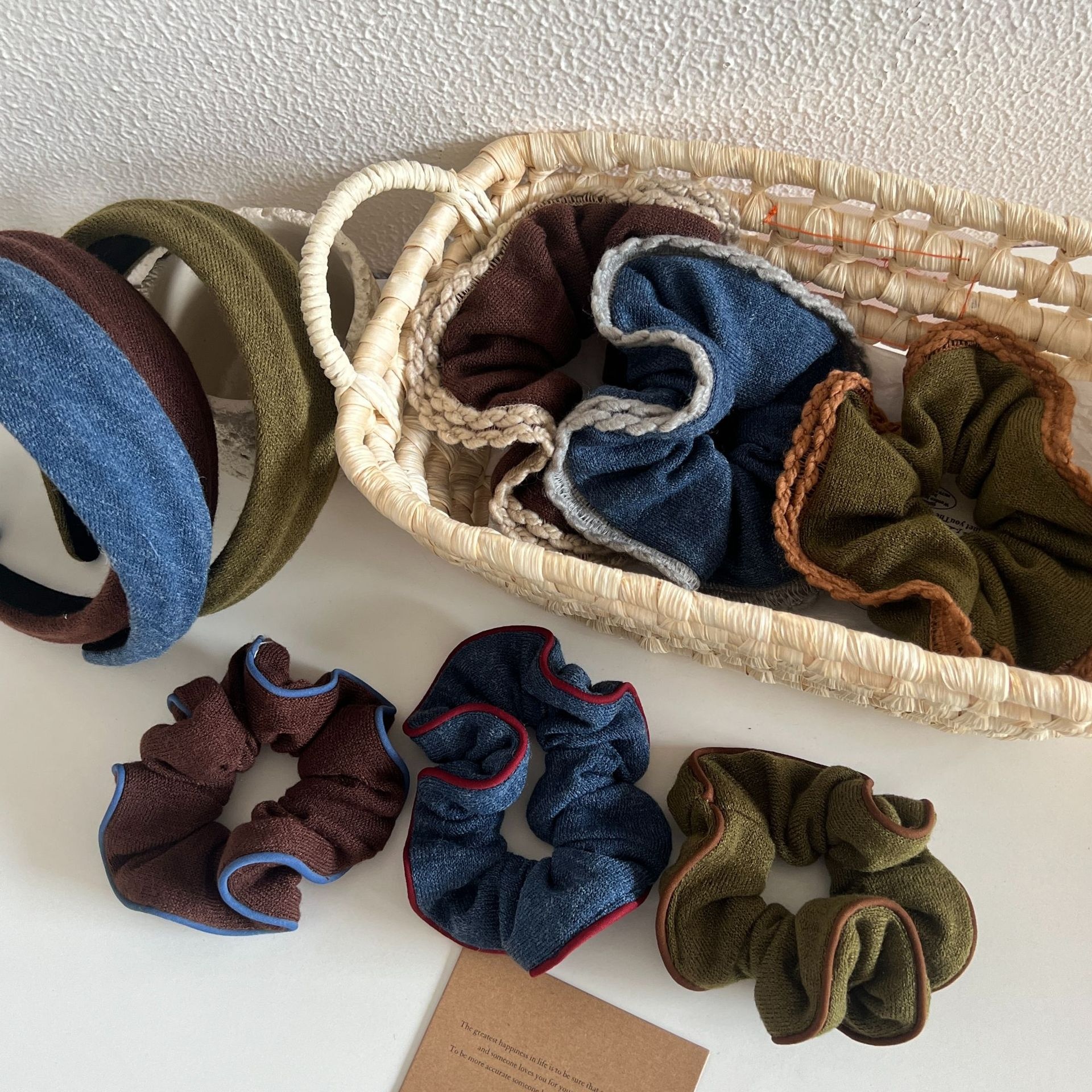 Women's Cute Winter Double Layer Knitted Elastic Hair Tie Color Block