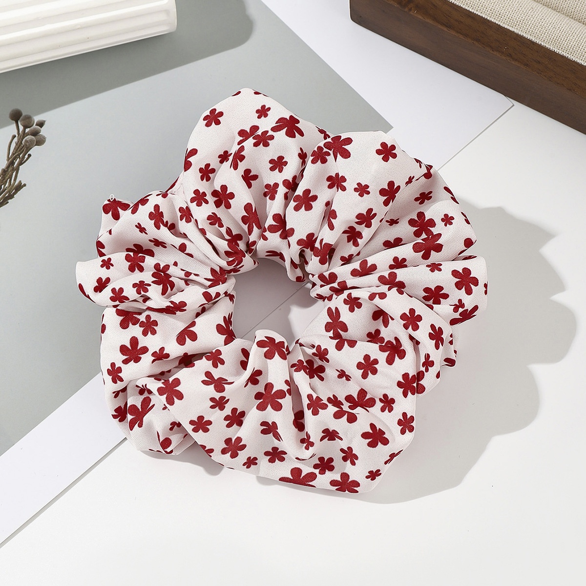 Women's Summer Bowknot Hair Tie Red Striped Cherry Heart Polyester