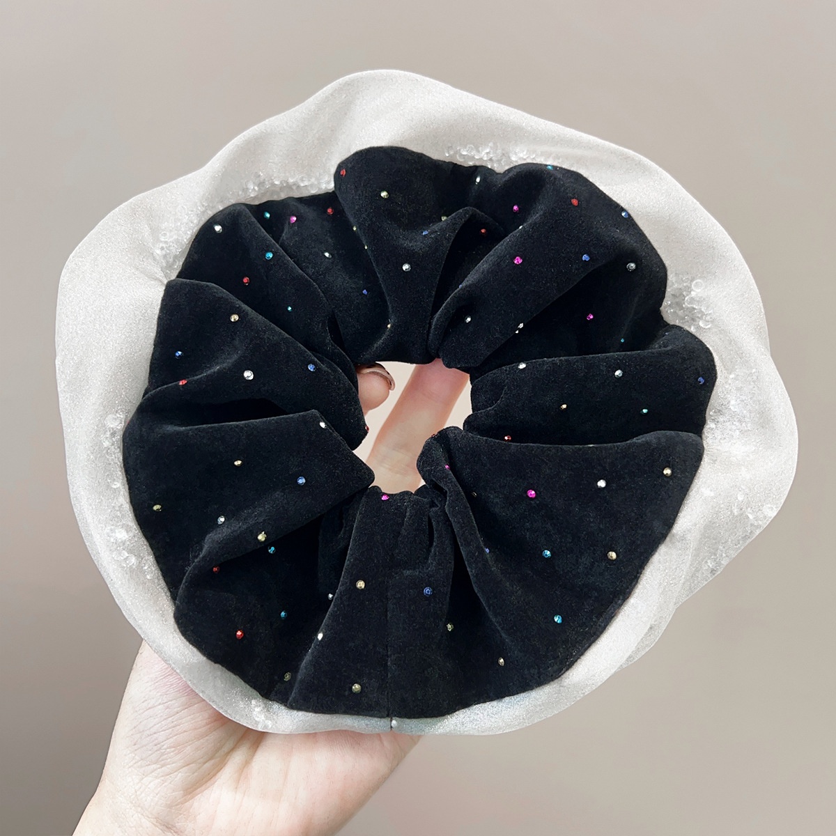 Women's Winter Rhinestone Flocked Holiday Hairband Coffee Red Black