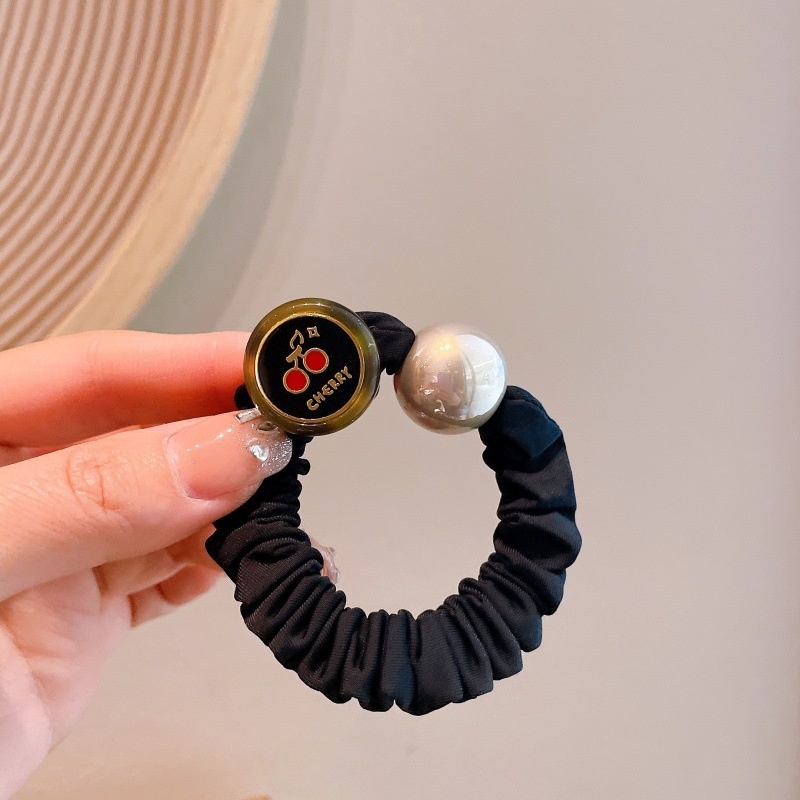 Women's All-Season Cloth Hairband Valentine Gift Black Pearl Letter