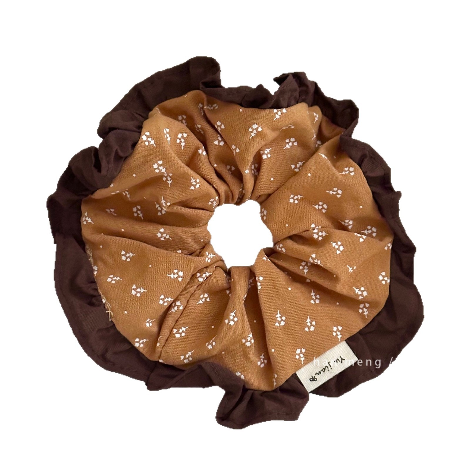 Women's Commuter Cotton Pleated Scrunchie Retro Yellow Floral Print