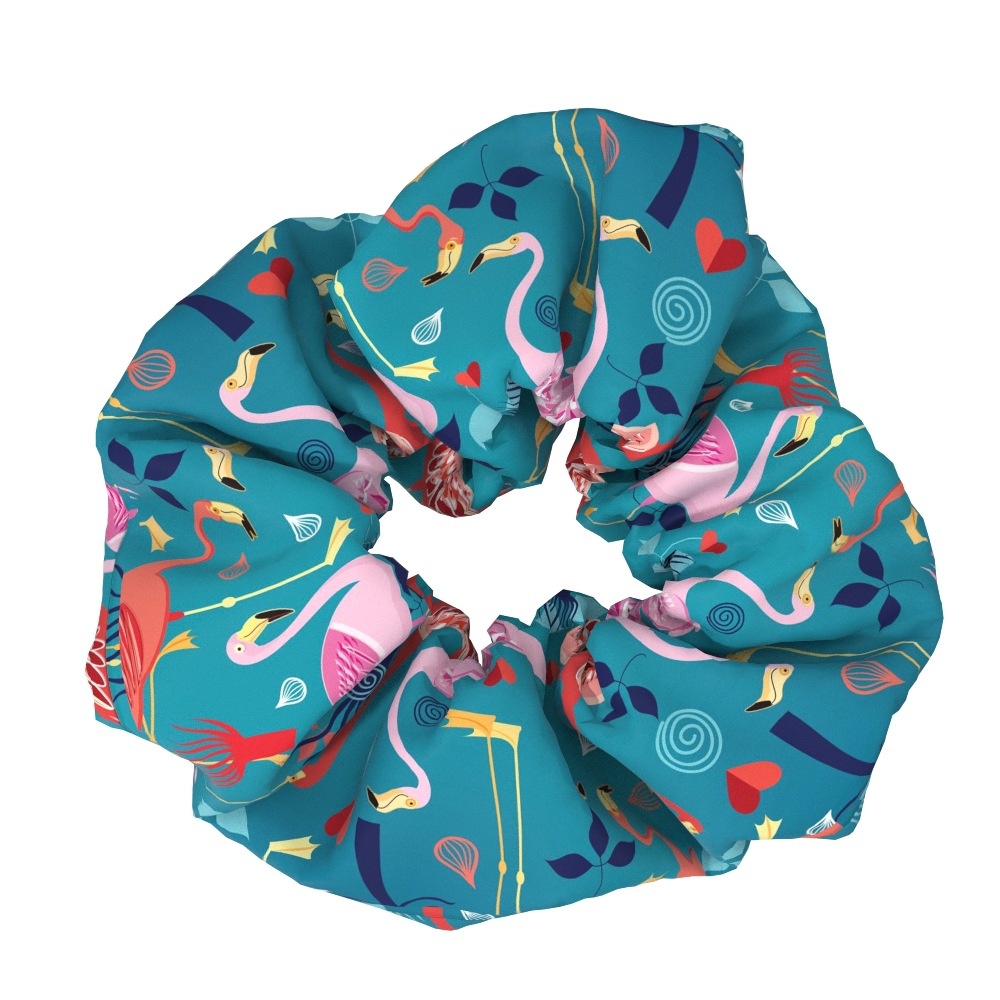 Women's Elegant Flamingo Fabric Hair Bands Sweet Versatile Cloth Scrunchies