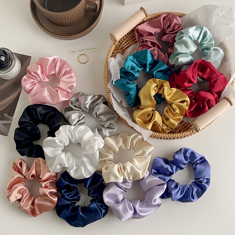 Women's Daily Retro Satin Rib-Knit Hair Scrunchie Solid Color