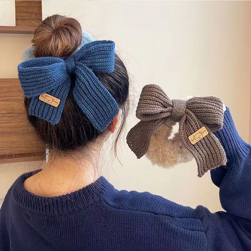 Women's Cute Winter Plush Hair Tie Daily Retro Butterfly Bow Knot