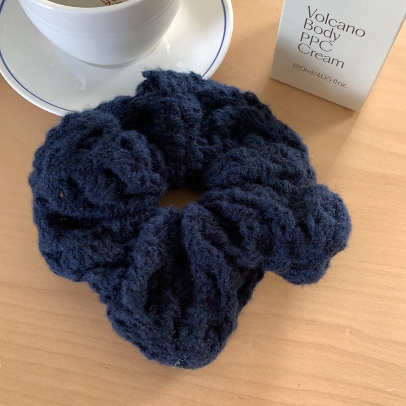 Women's Warm Knitted Wool Hair Scrunchies Autumn Winter Solid Color
