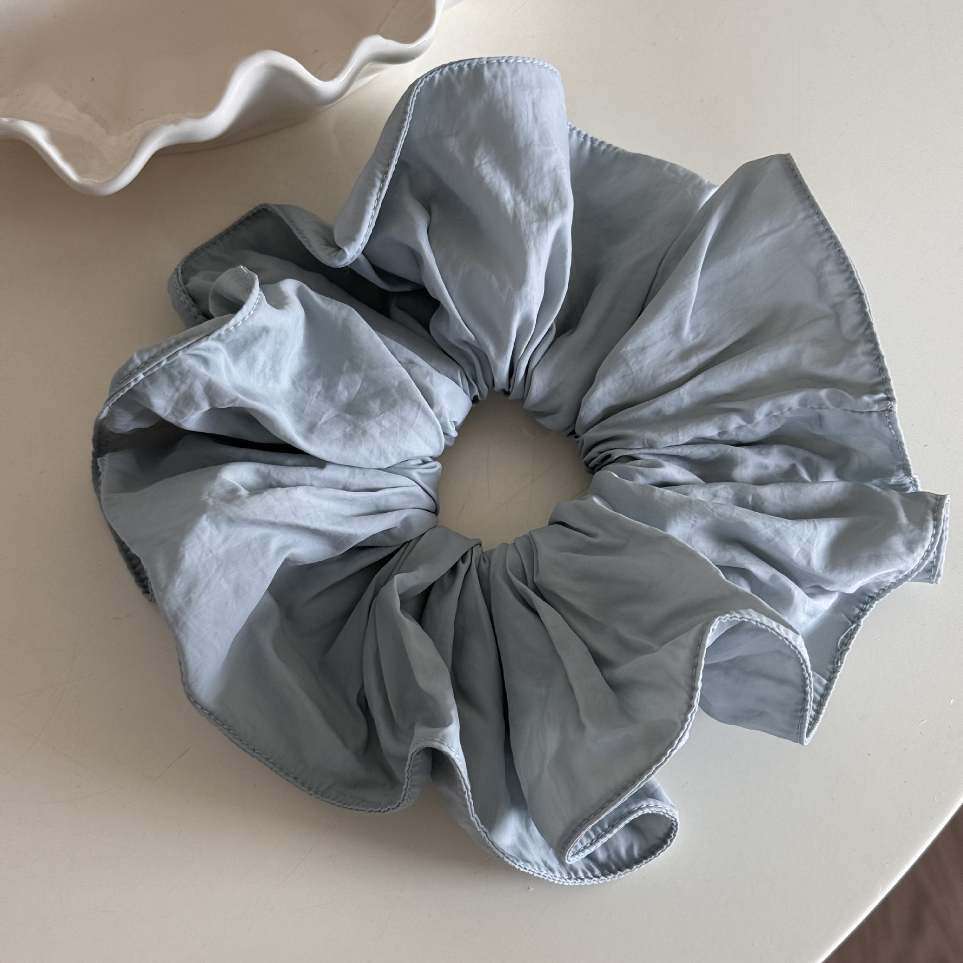 Women's Spring Soft Cloth Hair Tie Scrunchie Solid Light Blue