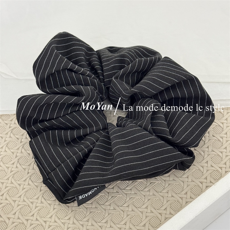 Women's Large Striped Fabric Hair Band Elastic Casual Ponytail Holder