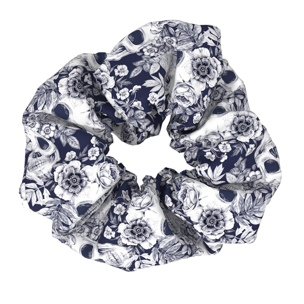 Women's Floral Skull Fabric Hair Ties Handmade Large Scrunchies