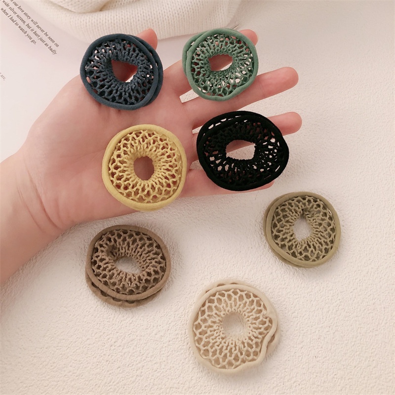 Women's Durable Polyester Hair Tie For Daily Styling Yellow Grid Pattern