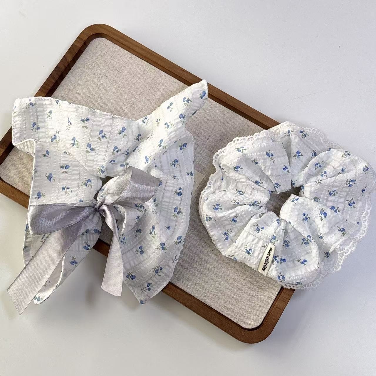 Women's Elegant Lace Hair Ties French Ballet Sweet Floral Print Ponytail Ring