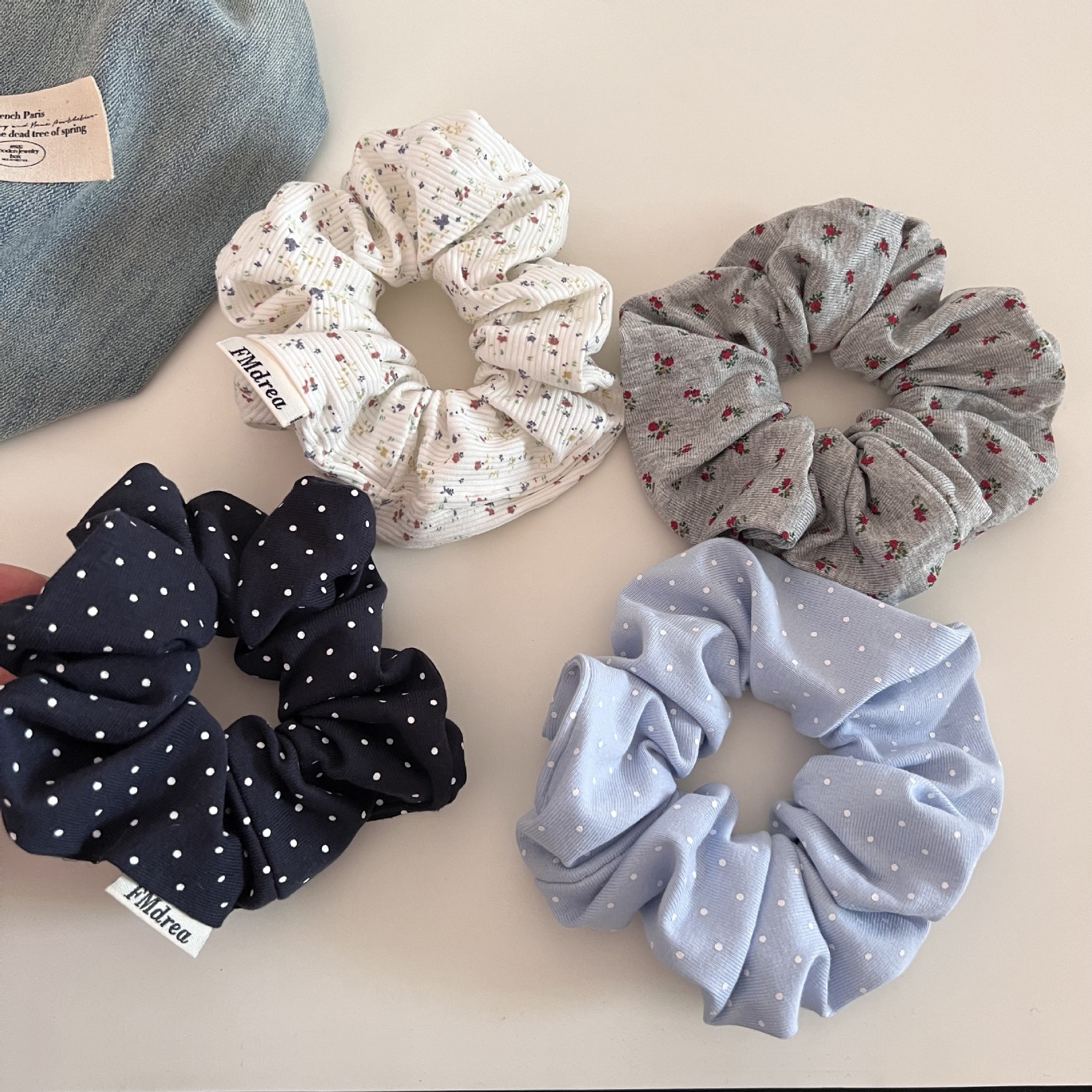Women's Sweet Floral Polka Dot Cloth Hair Ties for Versatile Low Bun Styling