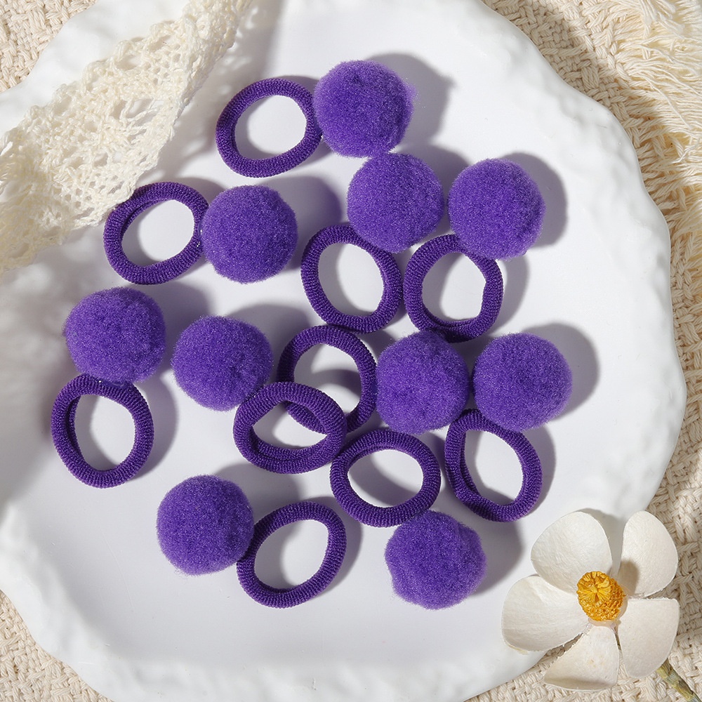 Girls' New Year Hairball Rubber Band Hair Ties Red Multicolor Wool Yarn