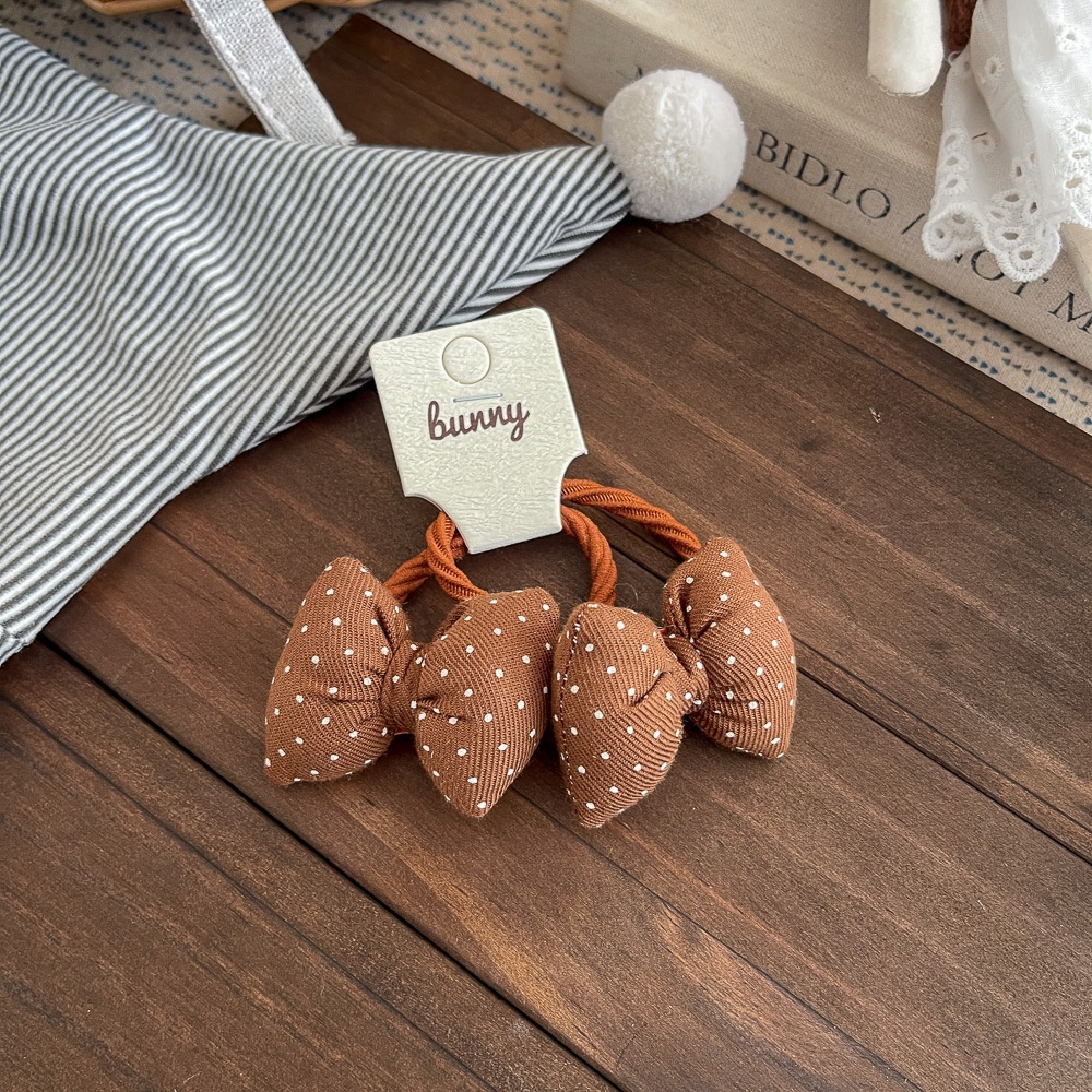 Girls Non-Damaging Cotton Hair Ties Cute Polka Dot Heart Bow Accessories