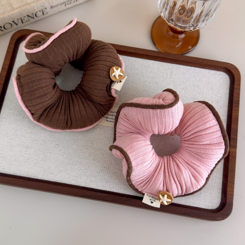 Women's 3D Cotton Filled Sleep Scrunchie Pink Brown Color-Block Starfish