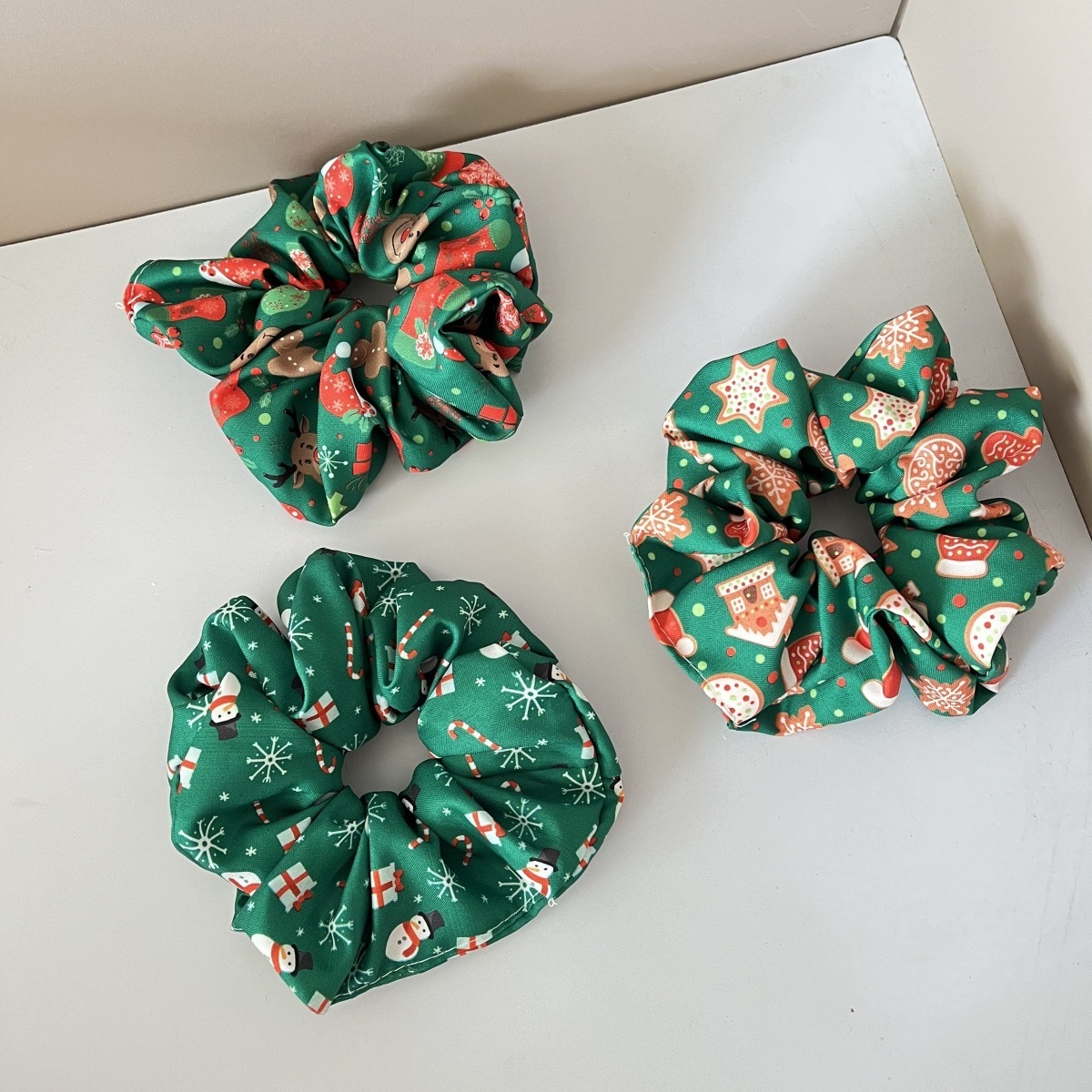 Women's Christmas Wide Polyester Bow Headbands 3PC Santa Snowflake Plaid