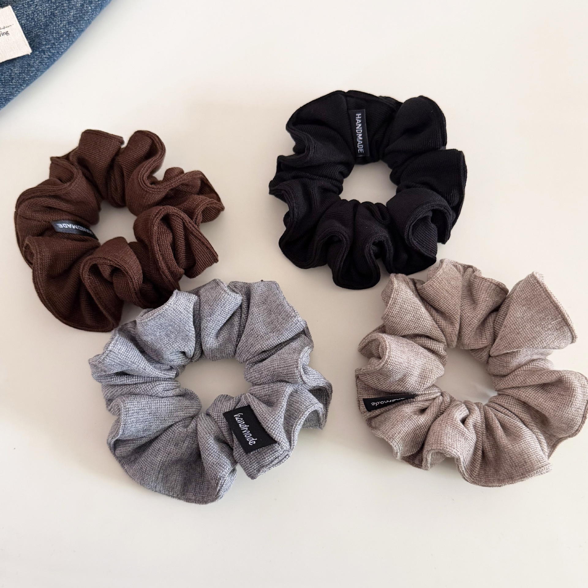 Women Soft Knitted Scrunchie Low Ponytail Hair Rope Solid Color