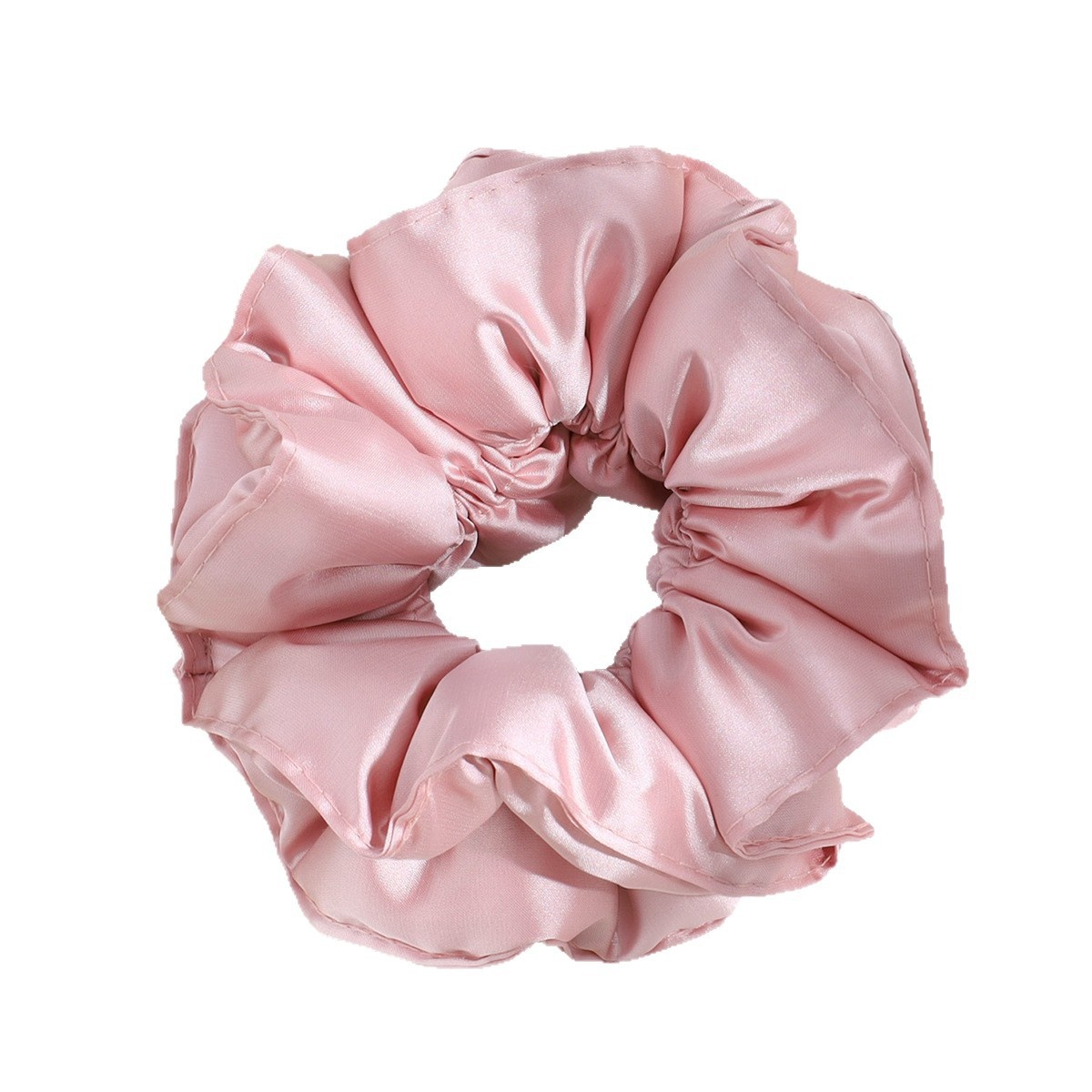 Women's Satin Flower Hair Tie French Style Large Elastic Band Solid Color
