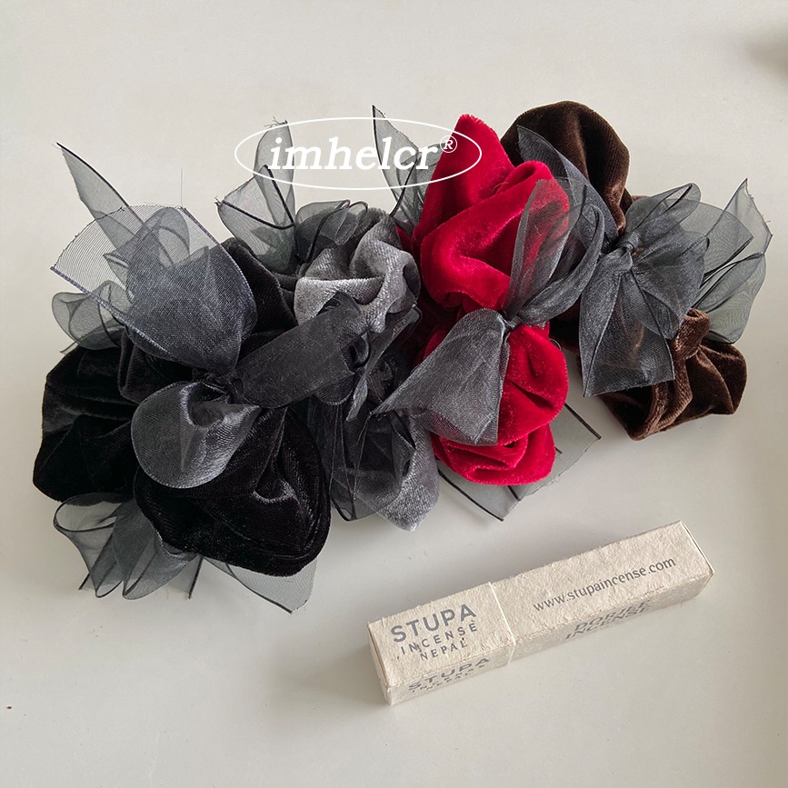 Women's Multifunctional Autumn Winter Velvet Hair Tie Black Lace Bowknot