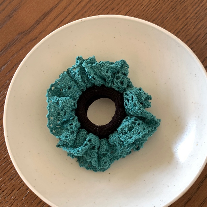 Women's Elegant Lace Hair Tie in Light Blue, Solid Color Spring Accessory