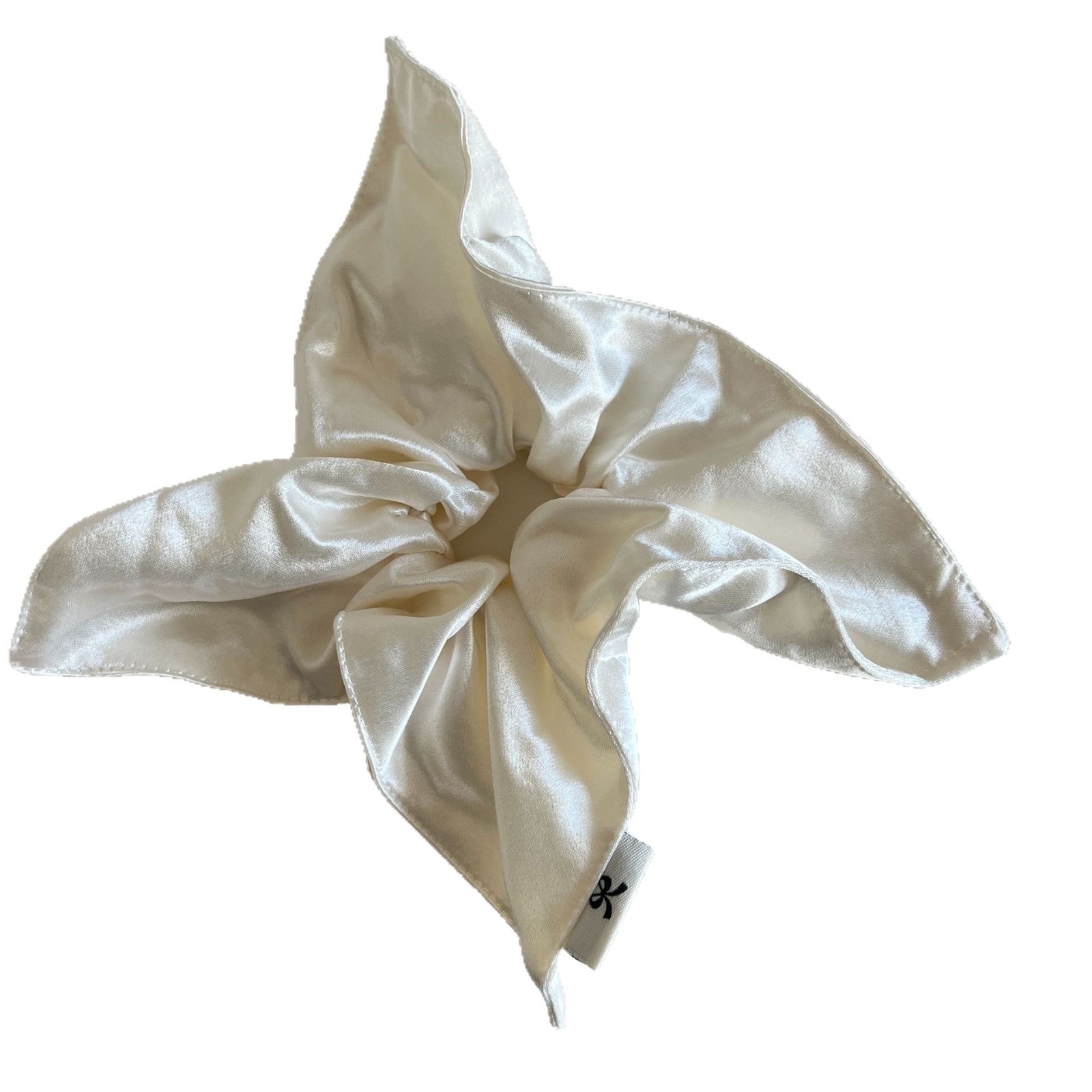 Women's Square Satin Hair Tie Daily Low Bun Accessory Solid Glossy Cream