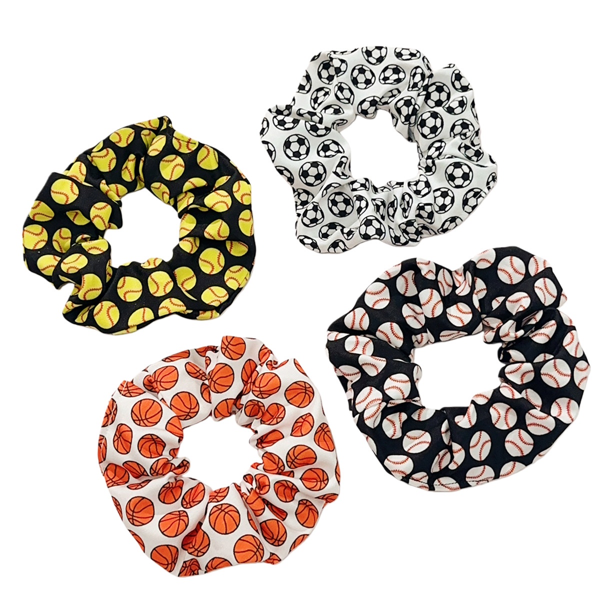 Women's Sport Fabric Scrunchie Hair Tie Basketball Football Print