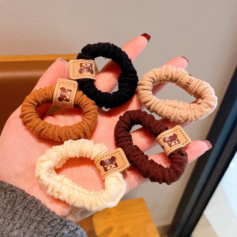Women's Simple Bear Cloth Hair Tie Durable High Elasticity Ponytail Holder