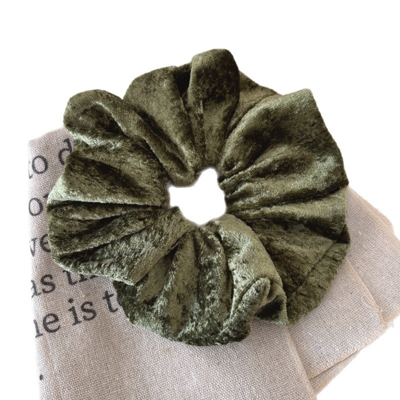 Women's Retro Flannel Hair Tie For Autumn & Winter Solid Black