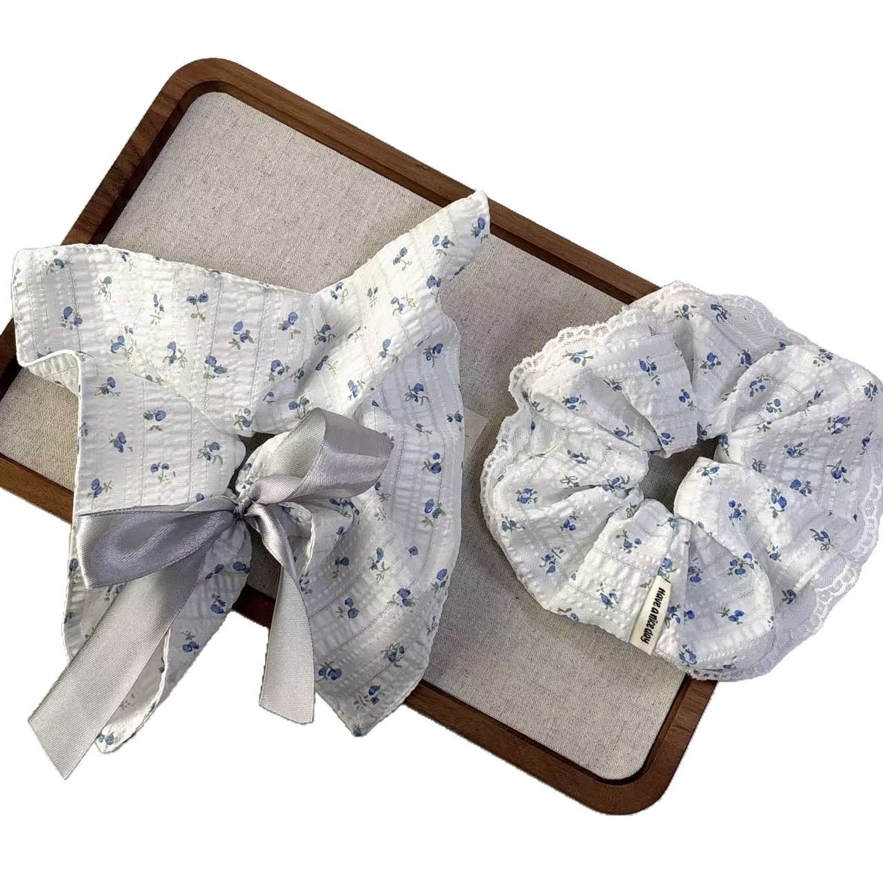 Women's Elegant Lace Hair Ties French Ballet Sweet Floral Print Ponytail Ring