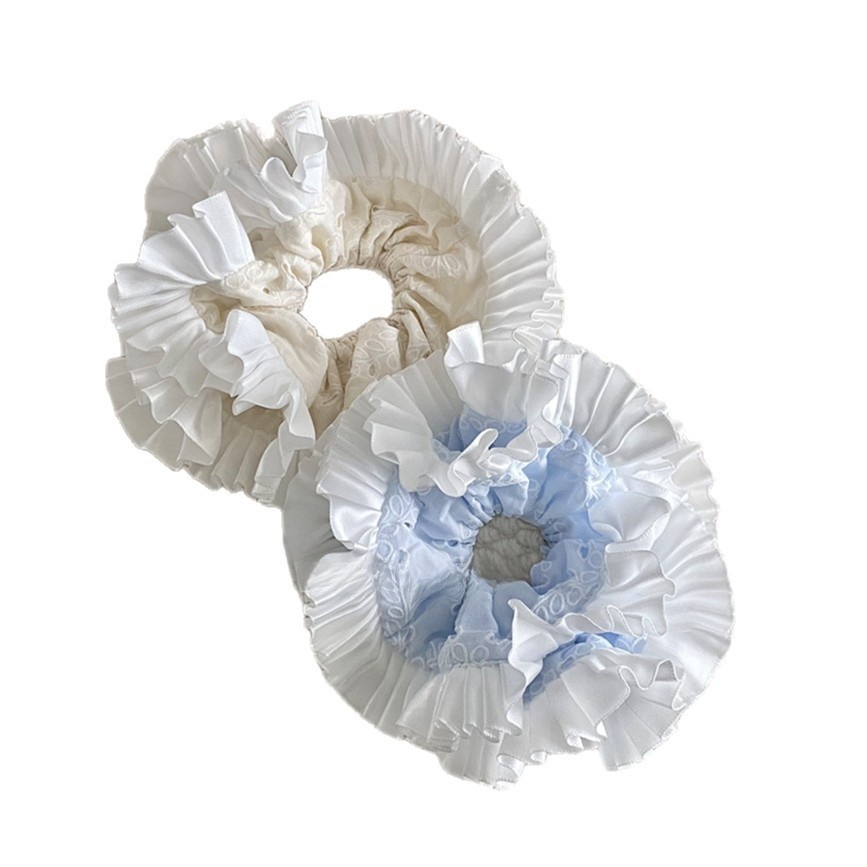 Women's Ditsy Floral Cloth Hair Tie in Beige, Chic Spring Hair Accessory
