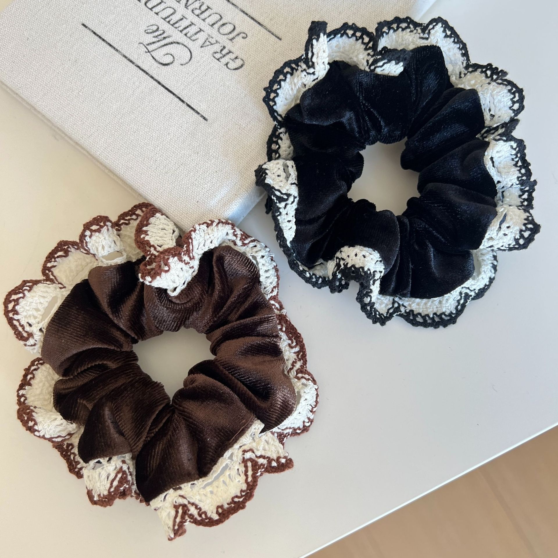 Women's Elegant Ballet Style Large Hair Scrunchie Transparent Mesh Lace
