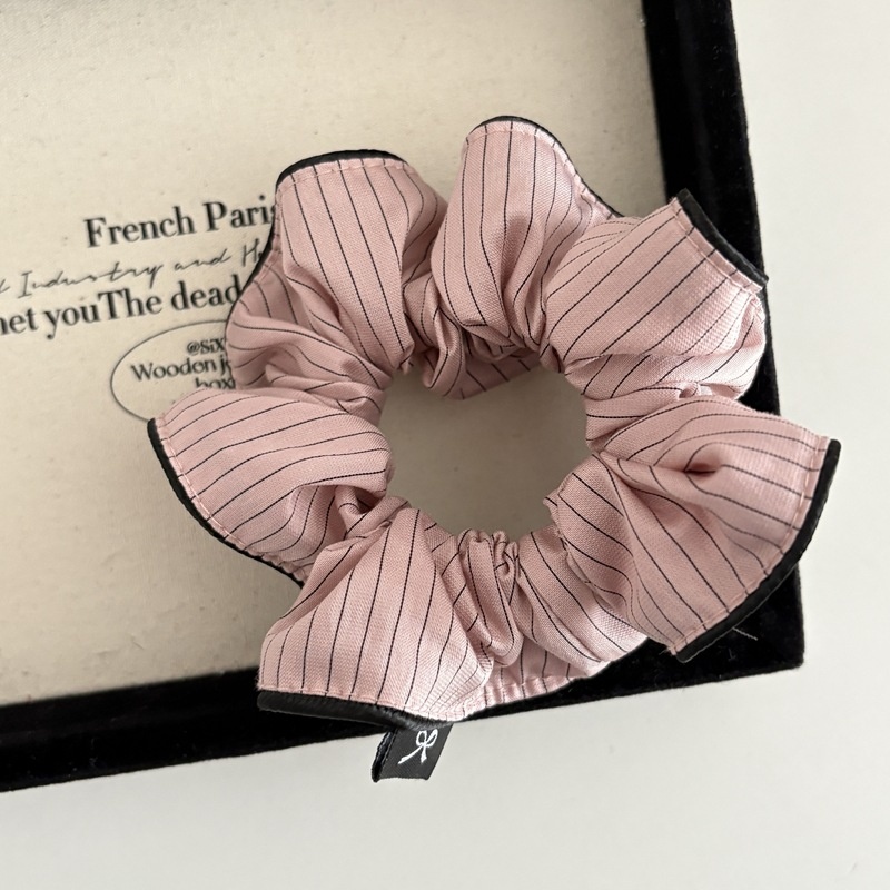 Women's Cloth Bubble Braid Hair Tie Everyday Accessory Pink Stripe