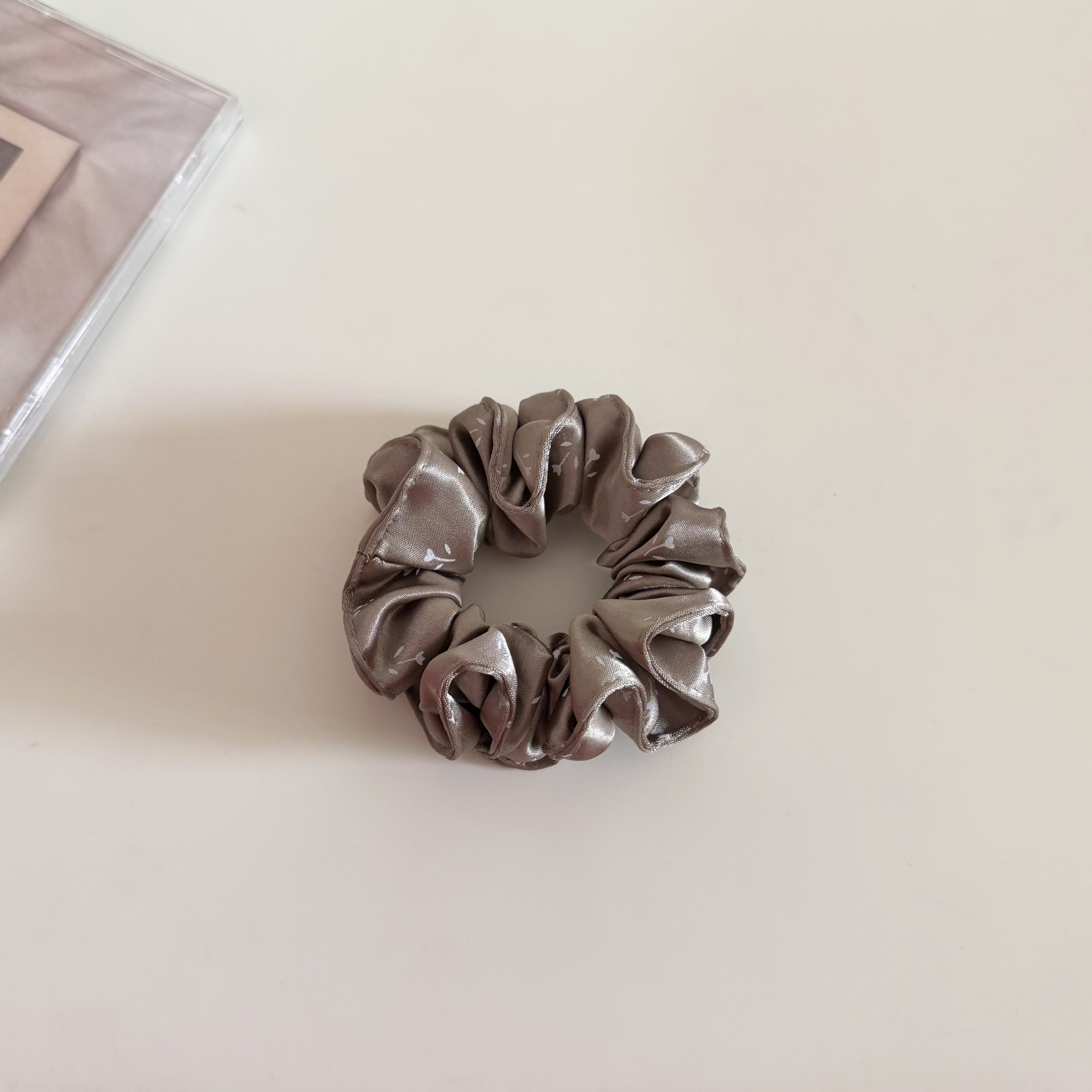 Women's Spring Satin Scrunchie Hair Accessory Black Ditsy Floral