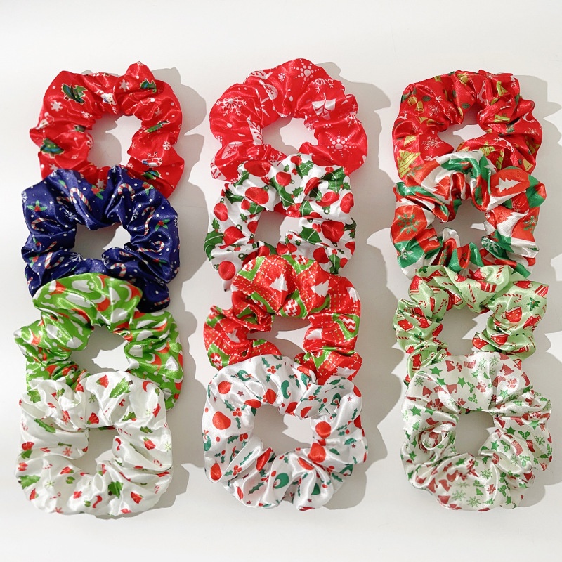 Women's Cute Holiday Hair Tie Christmas Tree Snowflake Socks Pattern