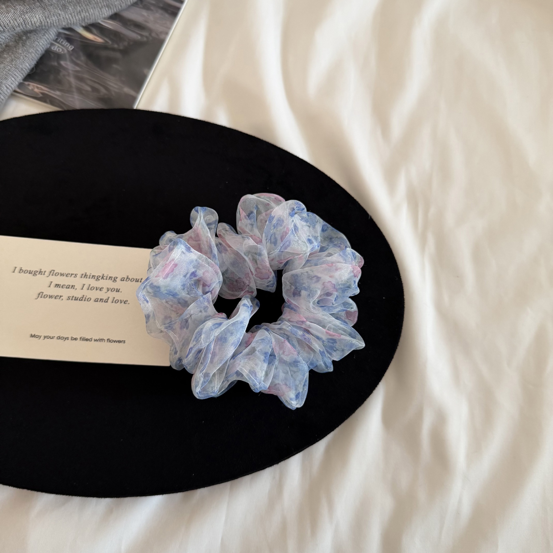 Women's Retro Organza Hair Scrunchie Spring Romantic Ditsy Floral