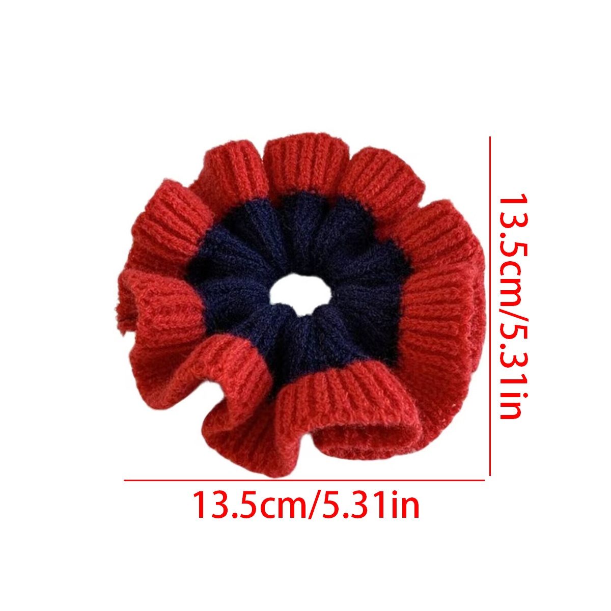 Women's Winter Knitted Lazy Bun Hair Scrunchie Color Block Pattern