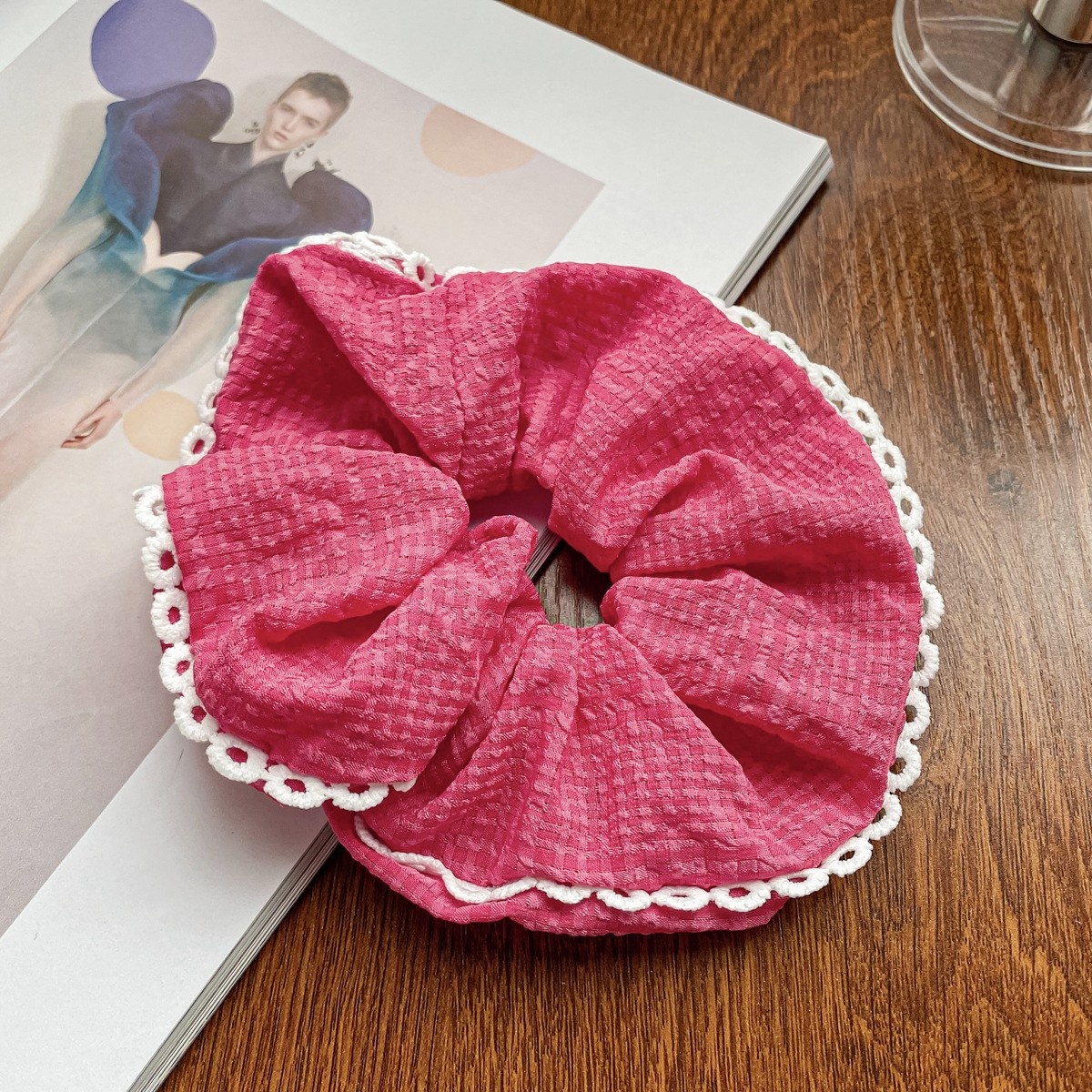 Women's Elegant Lace Trimmed Scrunchie Forest Style Cloth Hair Tie Hair Rope