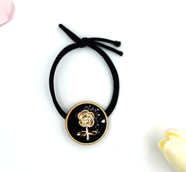 Ladies Casual Cloth Hairband High Elasticity All Seasons Black Rose Headwear