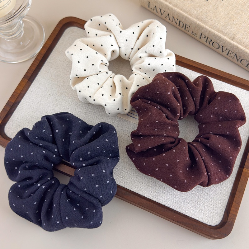 Women's Soft Fabric Scrunchie Casual Romantic Bun Hair Tie Polka Dot