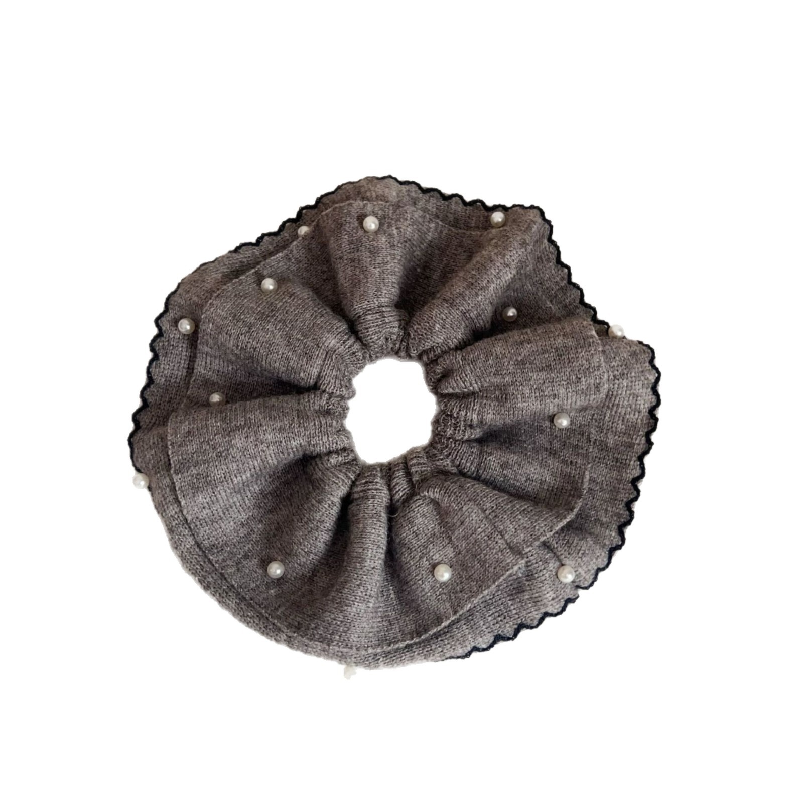 Women's Soft Pearl Knitted Wool Hairband For Winter Buns Solid Color