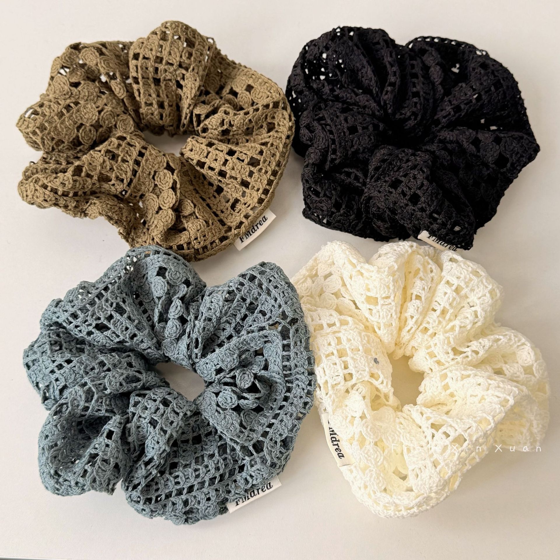 Women Soft Knitted Hollow Bun Hair Ties Early Autumn Solid Color