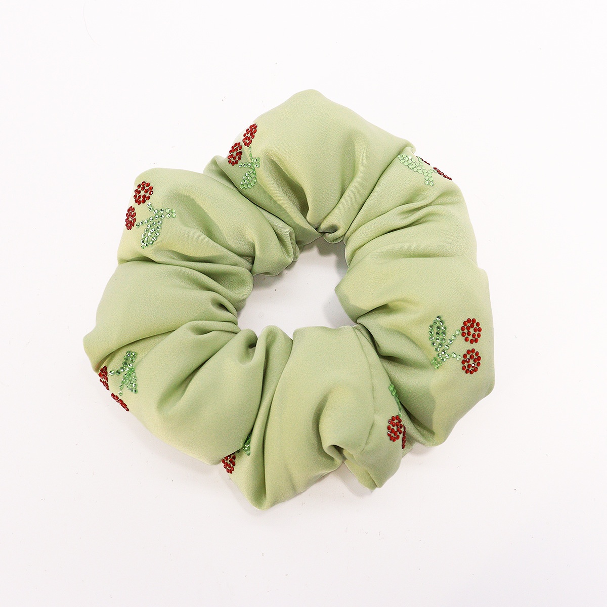 Girls School Uniform Ponytail Hair Tie Cloth Rhinestone Cherry Grid