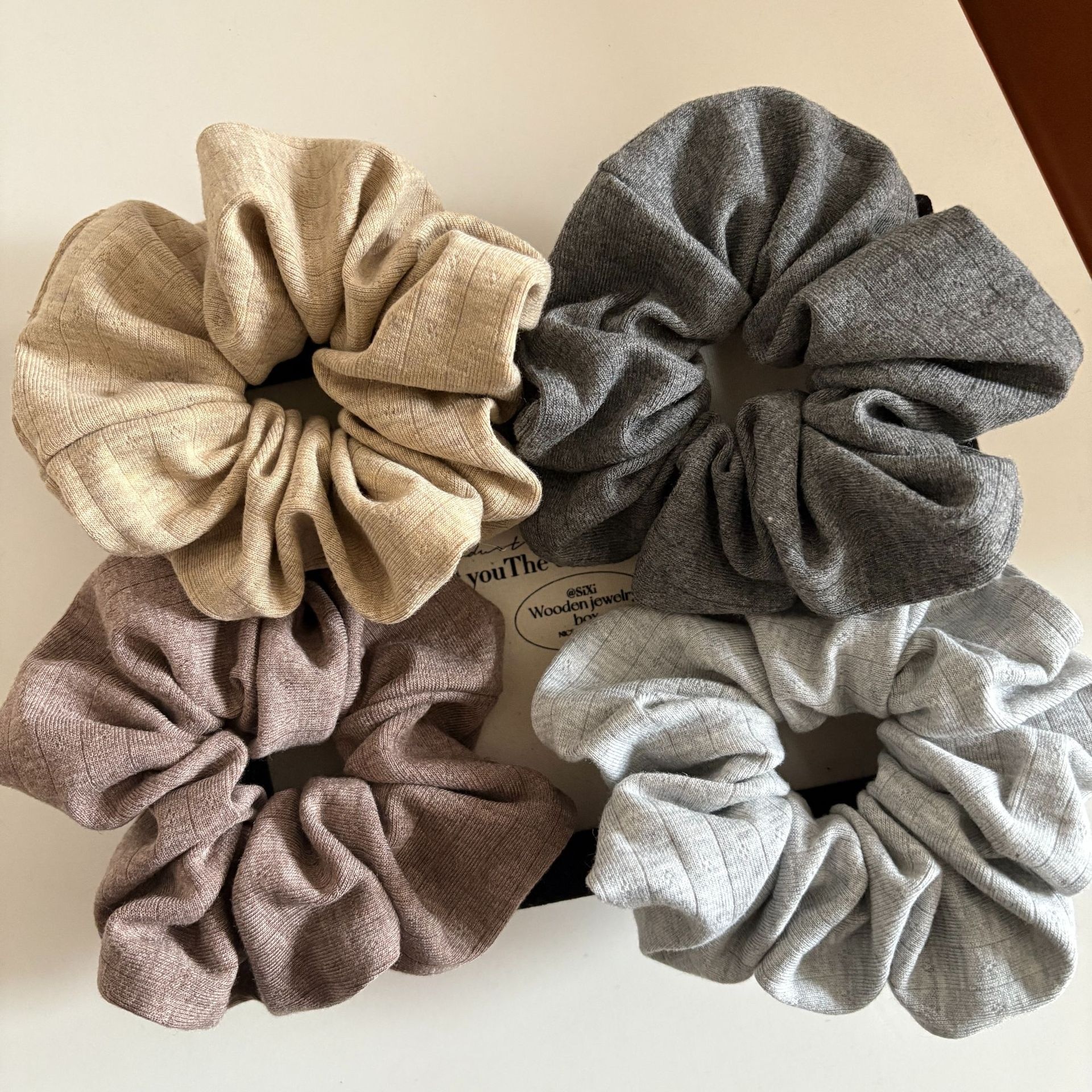 Women's Spring Everyday Soft Knit Hair Tie Scrunchie Solid Dark Grey