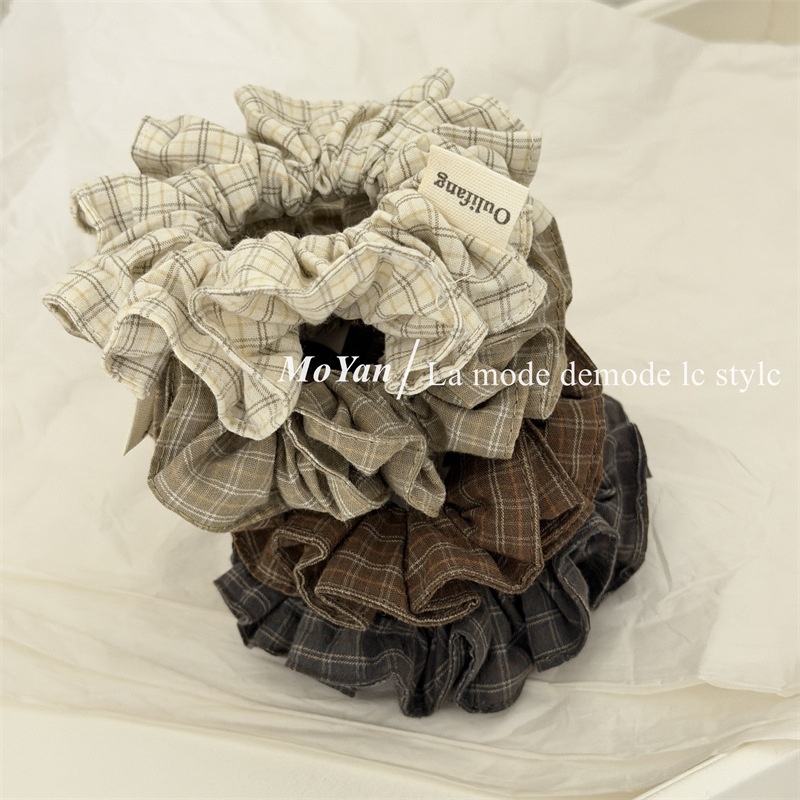 Women's All-Season Cloth Scrunchie Hair Tie Retro Checkered Plaid